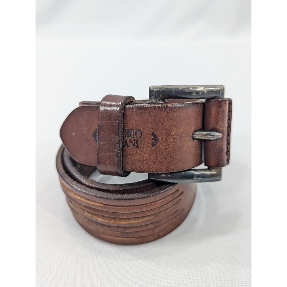 EMPORIO ARMANI ‎ Brown Vintage Leather Belt size 65/26 *Made in Italy* Preowned